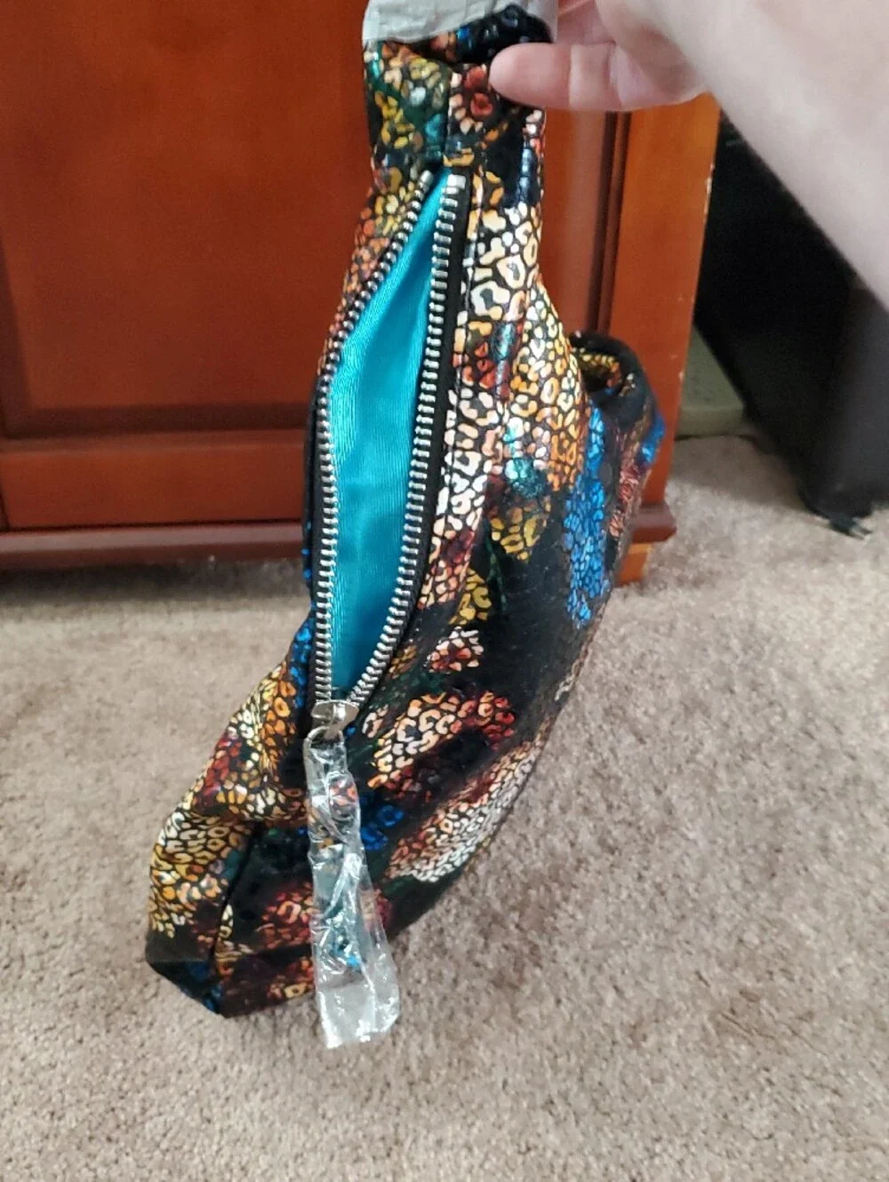 BRAND NEW!!  HOBO Brand Black Multicolor Floral-Leopard Print Hobo Bag